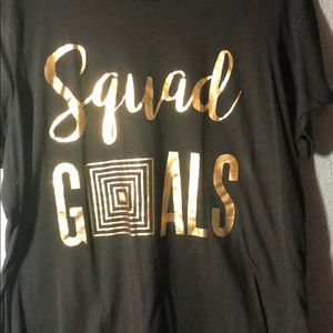 Xxl black shirt with gold foil vinyl - squad goals